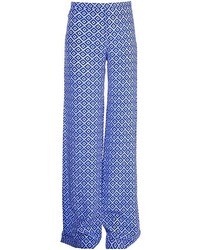 blaue weite Hose mit geometrischem Muster von Saloni