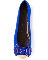 blaue Wildleder Ballerinas von Giuseppe Zanotti