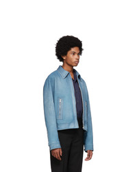 blaue Wildleder Bomberjacke von Prada