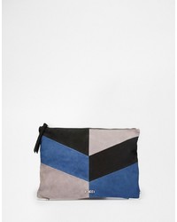 blaue Wildleder Clutch mit Flicken