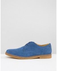 blaue Wildleder Derby Schuhe von Base London