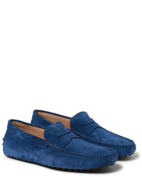 blaue Wildleder Mokassins von Tod's