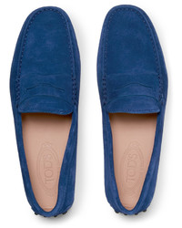 blaue Wildleder Mokassins von Tod's