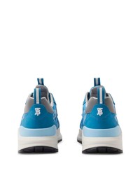 blaue Wildleder niedrige Sneakers mit Schottenmuster von Burberry