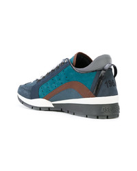 blaue Wildleder niedrige Sneakers von DSQUARED2