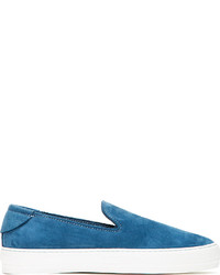 blaue Wildleder niedrige Sneakers von Alexander McQueen