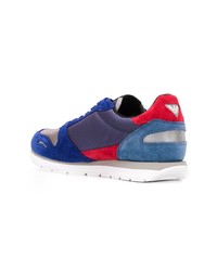 blaue Wildleder niedrige Sneakers von Emporio Armani