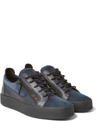 blaue Wildleder niedrige Sneakers von Giuseppe Zanotti