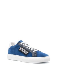 blaue Wildleder niedrige Sneakers von Moschino