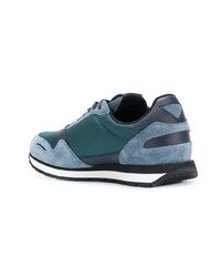 blaue Wildleder niedrige Sneakers von Emporio Armani