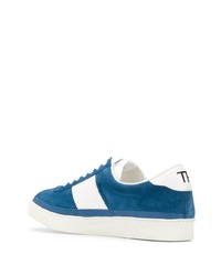 blaue Wildleder niedrige Sneakers von Tom Ford