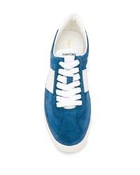 blaue Wildleder niedrige Sneakers von Tom Ford