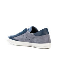 blaue Wildleder niedrige Sneakers von Philippe Model