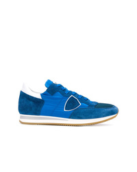 blaue Wildleder niedrige Sneakers von Philippe Model