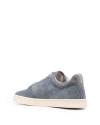 blaue Wildleder niedrige Sneakers von Brunello Cucinelli