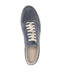 blaue Wildleder niedrige Sneakers von Brunello Cucinelli