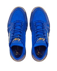 blaue Wildleder niedrige Sneakers von Giuseppe Zanotti