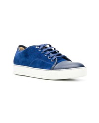 blaue Wildleder niedrige Sneakers von Lanvin