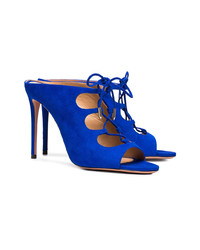 blaue Wildleder Pantoletten von Aquazzura