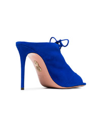 blaue Wildleder Pantoletten von Aquazzura