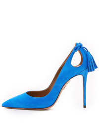 blaue Wildleder Pumps von Aquazzura