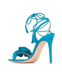 blaue Wildleder Sandaletten von Gianvito Rossi