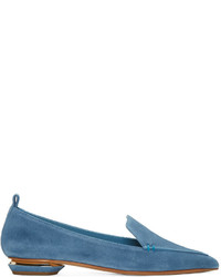 blaue Wildleder Slipper von Nicholas Kirkwood