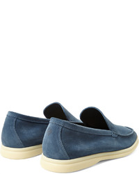 blaue Wildleder Slipper von Loro Piana