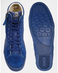 blaue Wildleder Turnschuhe von Diesel