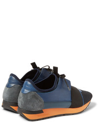 blaue Wildleder Turnschuhe von Balenciaga