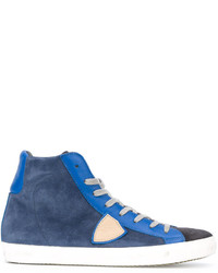 blaue Wildleder Turnschuhe von Philippe Model