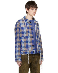 blaue Wollshirtjacke mit Karomuster von Andersson Bell