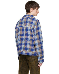 blaue Wollshirtjacke mit Karomuster von Andersson Bell