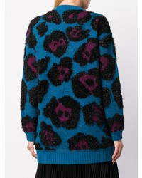 blauer bedruckter flauschiger Pullover mit einem Rundhalsausschnitt von Marc Jacobs