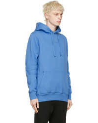 blauer bedruckter Fleece-Pullover mit einem Kapuze von 1017 Alyx 9Sm