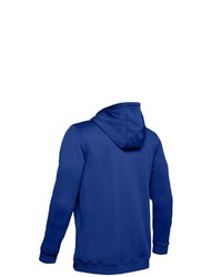 blauer bedruckter Fleece-Pullover mit einem Kapuze von Under Armour