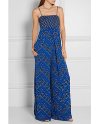 blauer bedruckter Jumpsuit von Diane von Furstenberg