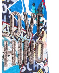 blauer bedruckter Leder Rucksack von Love Moschino