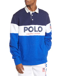 blauer bedruckter Polo Pullover