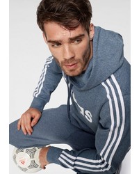 blauer bedruckter Pullover mit einem Kapuze von adidas