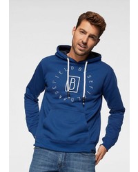 blauer bedruckter Pullover mit einem Kapuze von BASEFIELD