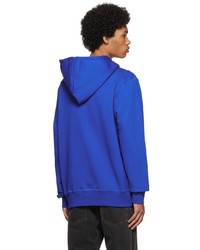 blauer bedruckter Pullover mit einem Kapuze von Alexander McQueen