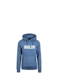 blauer bedruckter Pullover mit einem Kapuze von Bolzr