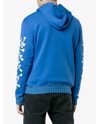 blauer bedruckter Pullover mit einem Kapuze von Amiri