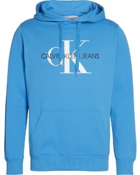 blauer bedruckter Pullover mit einem Kapuze von Calvin Klein Jeans