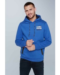 blauer bedruckter Pullover mit einem Kapuze von Camp David