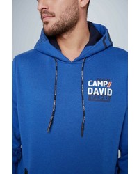 blauer bedruckter Pullover mit einem Kapuze von Camp David