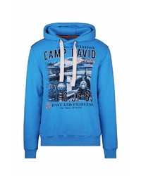 blauer bedruckter Pullover mit einem Kapuze von Camp David