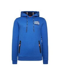 blauer bedruckter Pullover mit einem Kapuze von Camp David