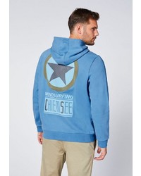 blauer bedruckter Pullover mit einem Kapuze von Chiemsee